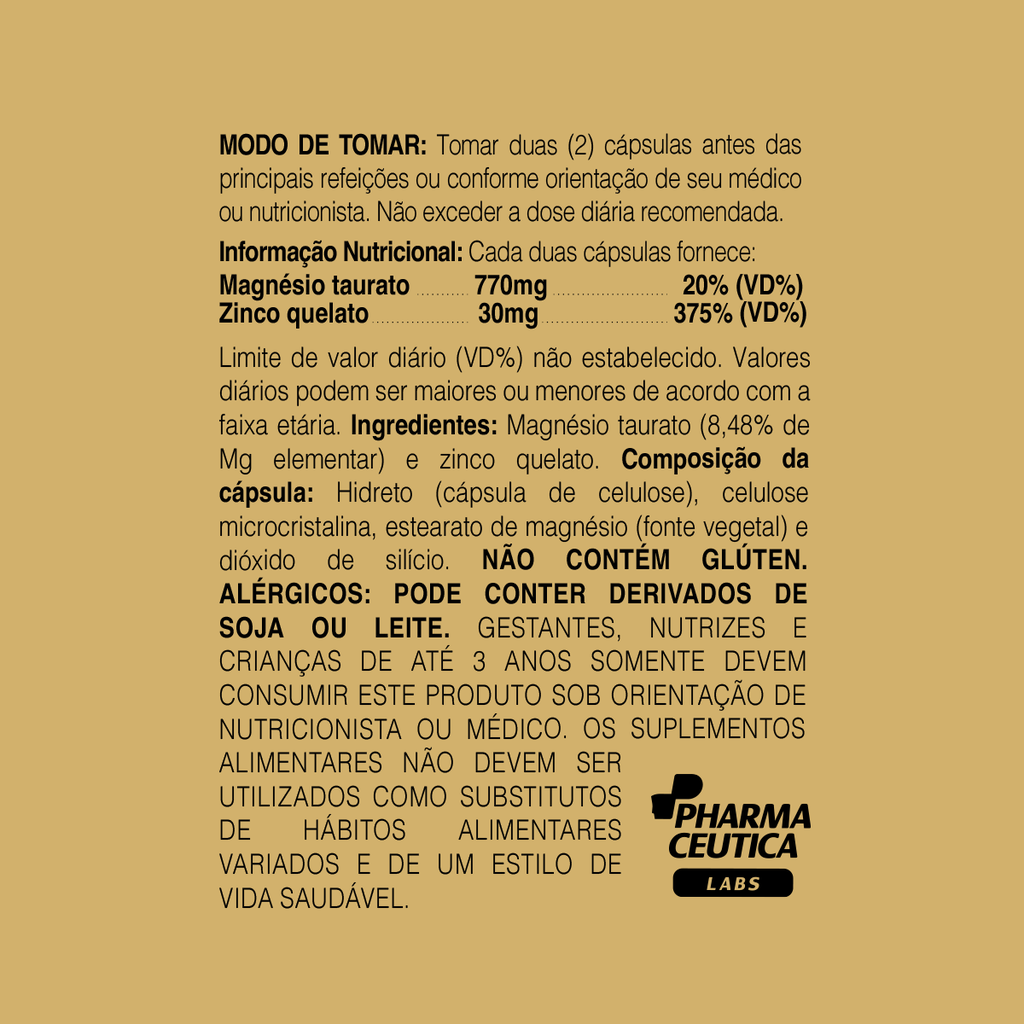 MAGNÉSIO TAURATO + ZINCO 800MG 60CAPS - DR. BOTÂNICO
