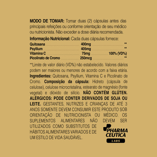 QUITOSANA + PSYLLIUM 880MG 60 CAPS - DR. BOTÂNICO