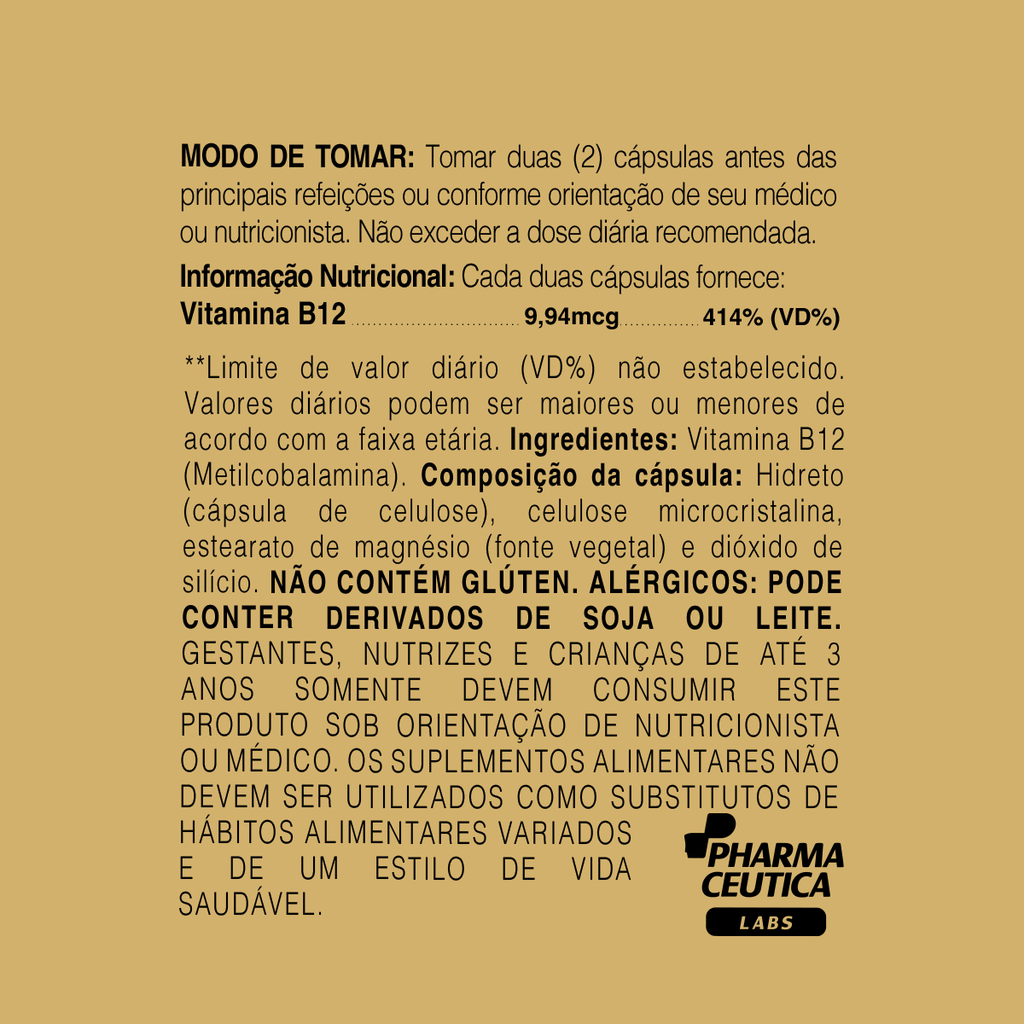 METILCOBALAMINA (VITAMINA B12) 100MCG 60CAPS - DR. BOTÂNICO