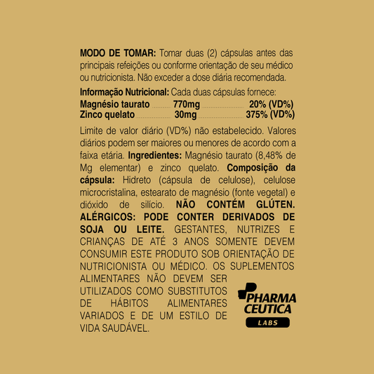 MAGNÉSIO TAURATO + ZINCO 800MG 60CAPS - DR. BOTÂNICO