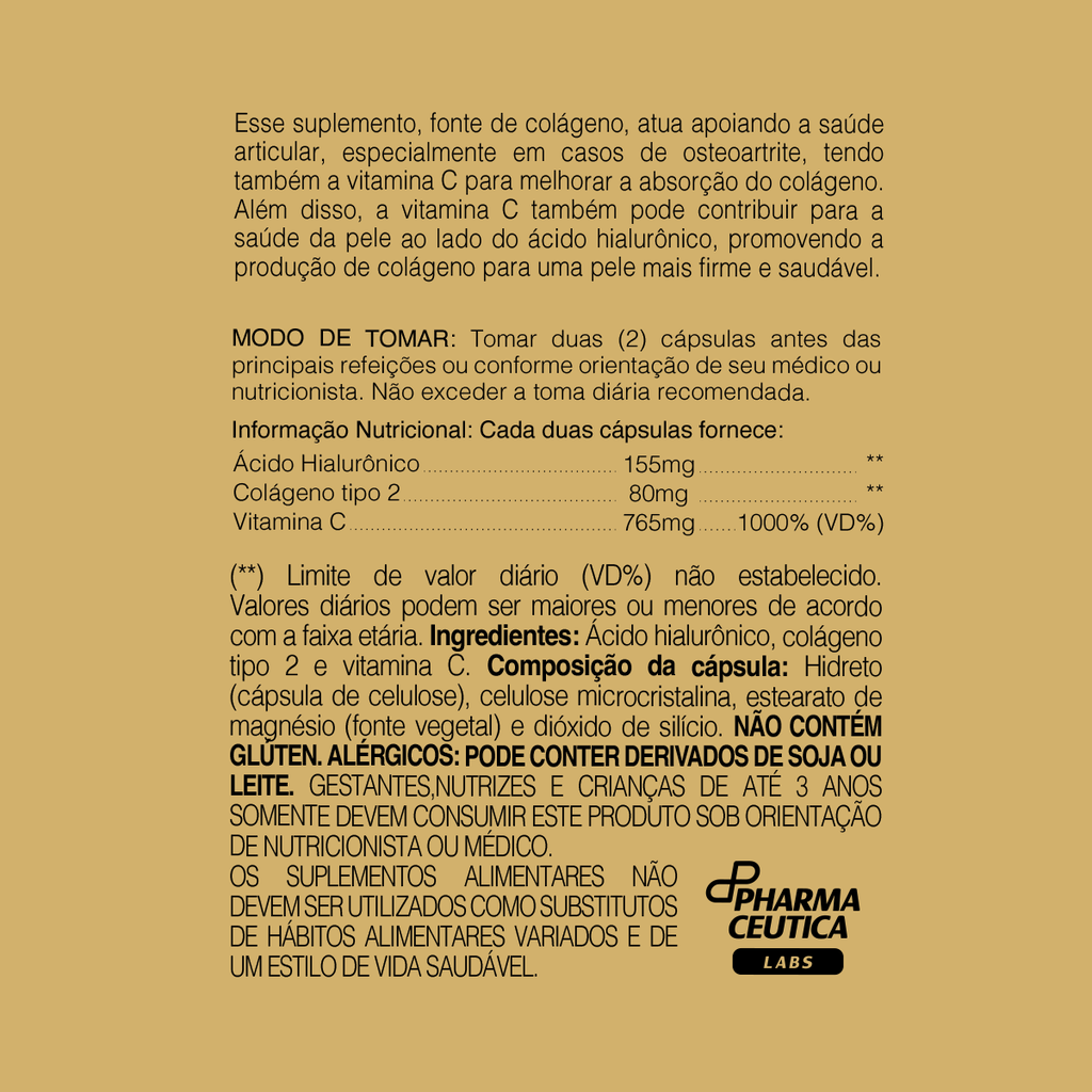 ÁCIDO HIALURÔNICO + COLÁGENO TIPO 2 1000MG 60 CAPS - DR. BOTÂNICO