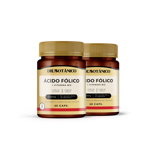 KIT 2 UN ACIDO FOLICO + B12 500MG 60CAPSULA - DR. BOTANICO