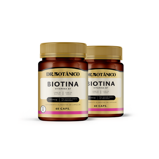 KIT 2 UN BIOTINA (VITAMINA B7) 45MCG 60 CAPSULAS - DR. BOTANICO