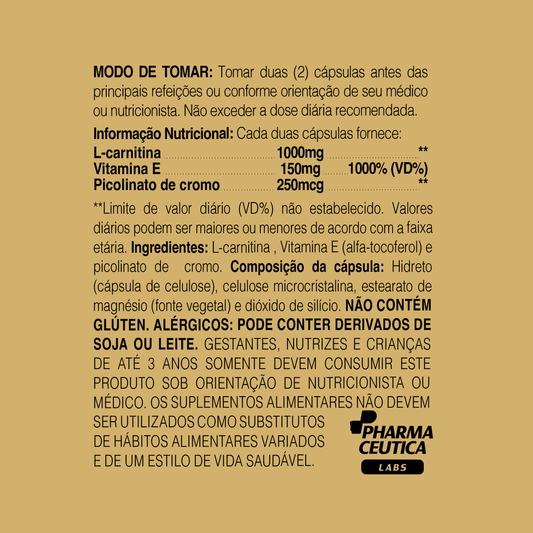 L-CARNITINA TOCOFEROL + CROMO 1150MG 60CAPS - DR. BOTÂNICO