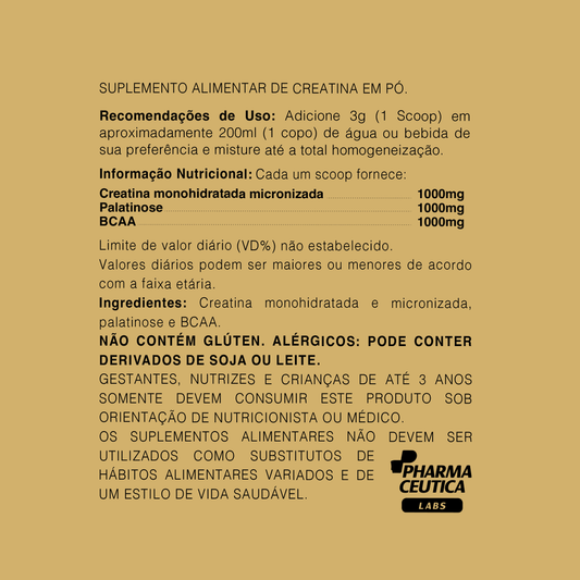 CREATINA HIDROLISADA E MICRONIZADA + PALATINOSE + LEUCINA + BCAA  200G DR. BOTÂNICO