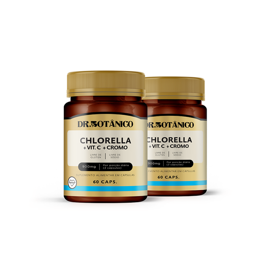 KIT 2 UN CHLORELLA + VIT. C+ CROMO 900MG 60 CAPSULAS - DR. BOTANICO