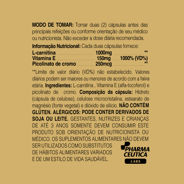 L-CARNITINA TOCOFEROL + CROMO 1150MG 60CAPS - DR. BOTÂNICO - Image 2